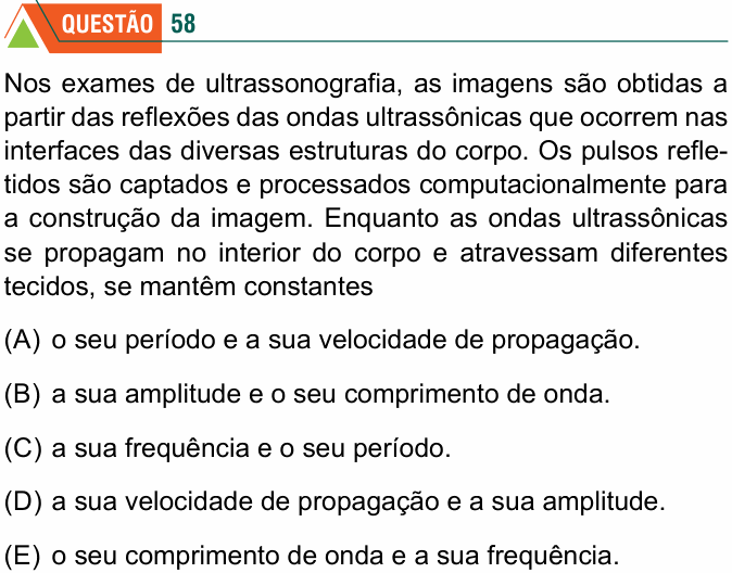 Enunciado da questão 58 de Física do FMABC 2020