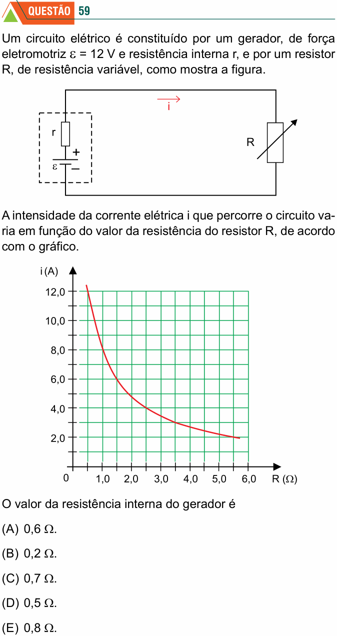 Enunciado da questão 59 de Física do FMABC 2020