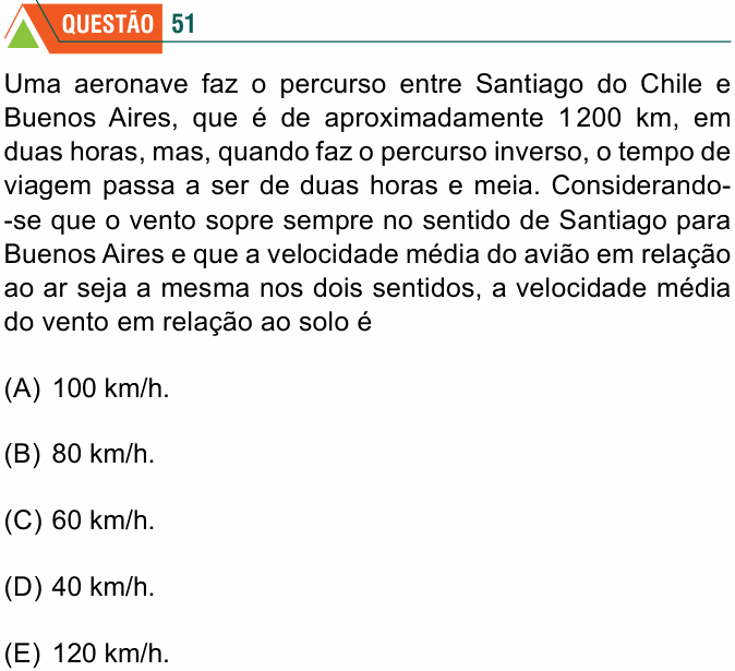 Enunciado da questão 51 de Física do FMABC 2021