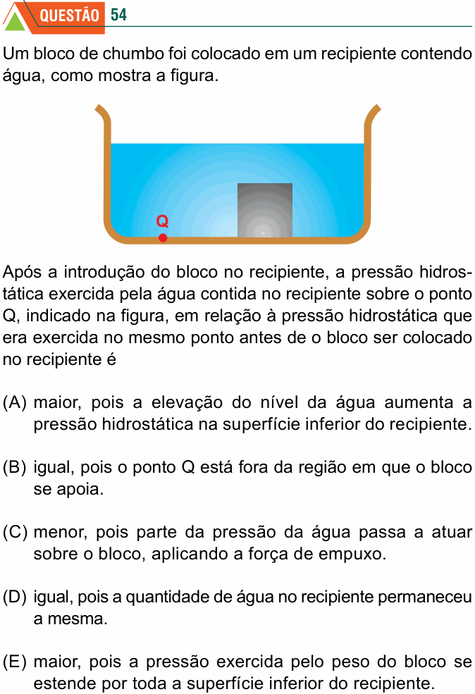 Enunciado da questão 54 de Física do FMABC 2021