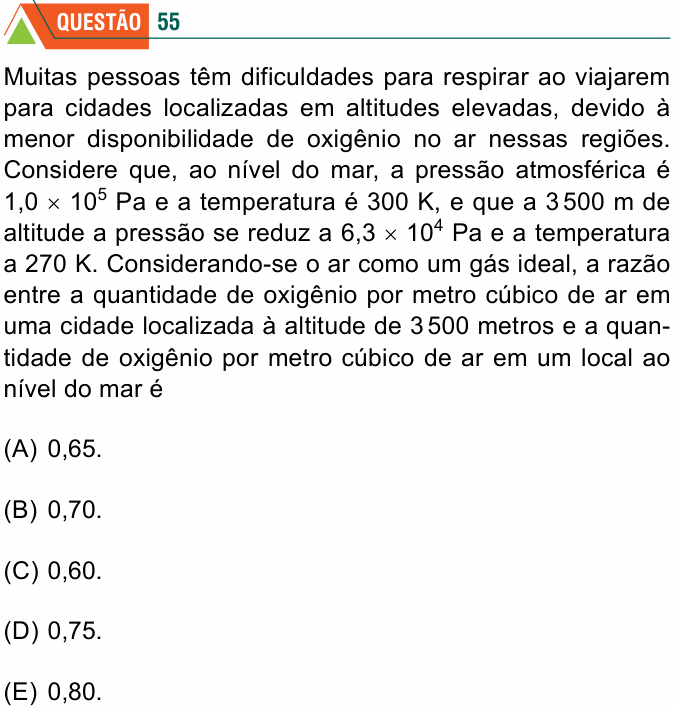 Enunciado da questão 55 de Física do FMABC 2021