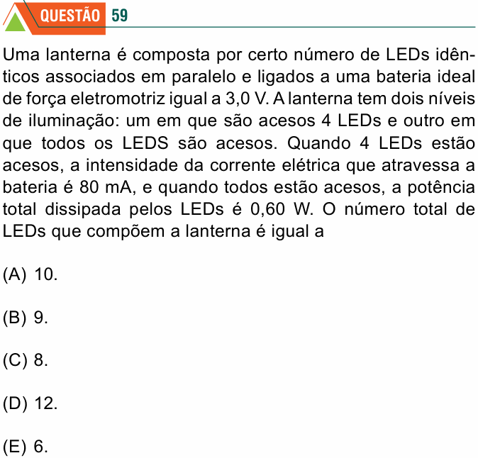 Enunciado da questão 59 de Física do FMABC 2021