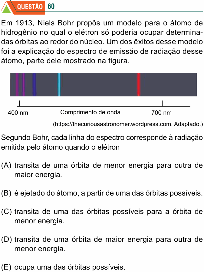 Enunciado da questão 60 de Física do FMABC 2021