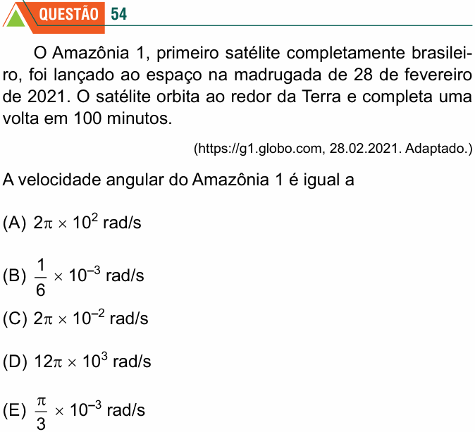 Enunciado da questão 54 de Física do FMABC 2022