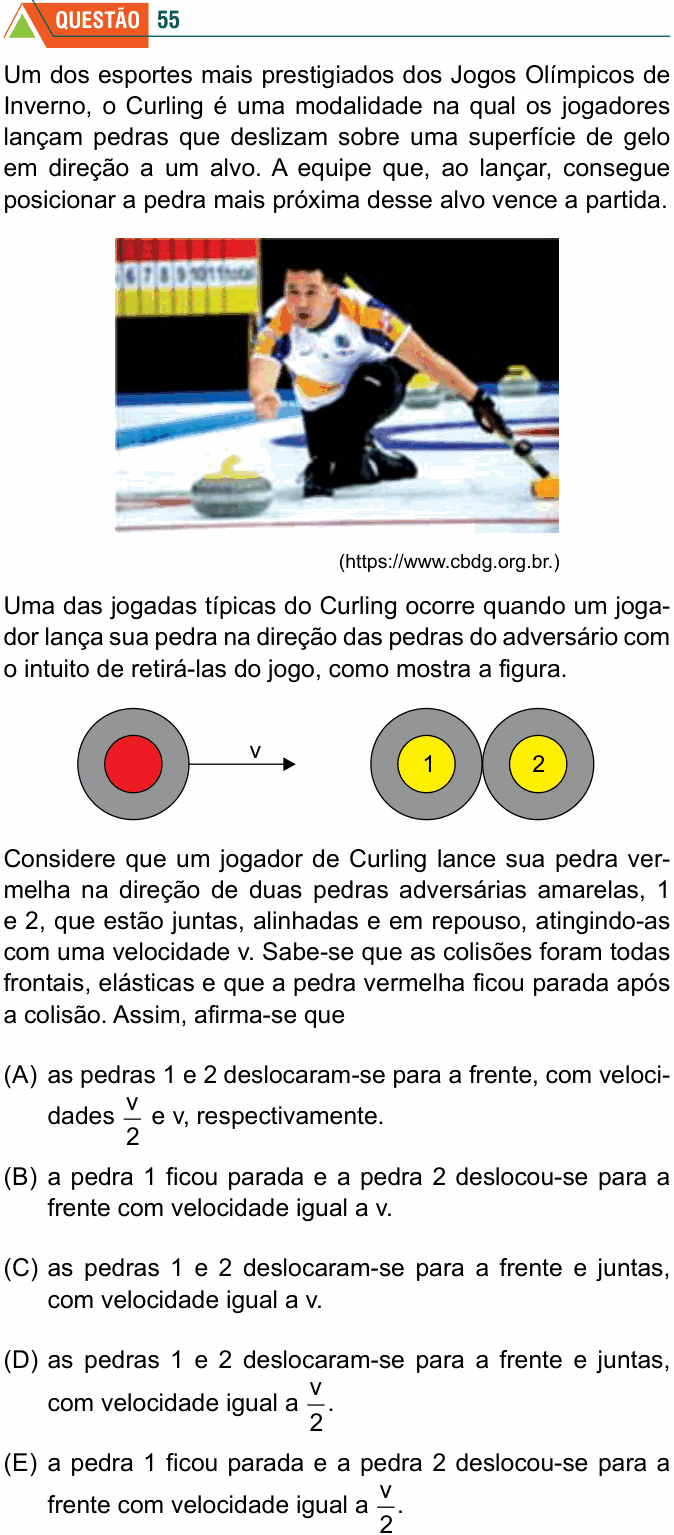 Enunciado da questão 55 de Física do FMABC 2022