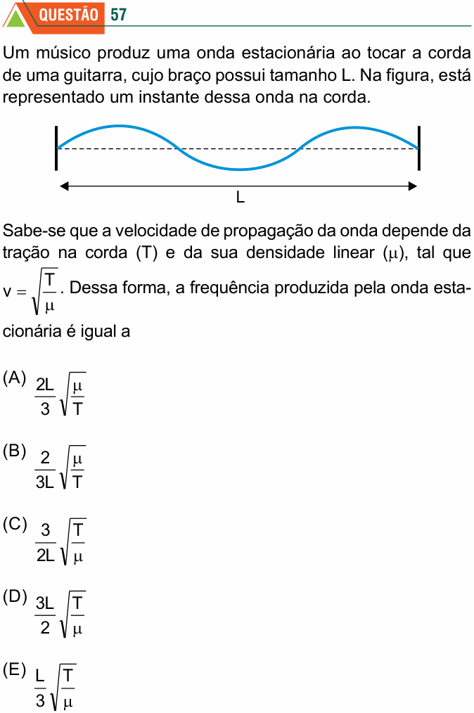 Enunciado da questão 57 de Física do FMABC 2022