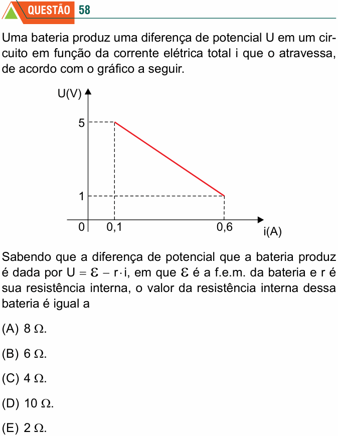 Enunciado da questão 58 de Física do FMABC 2022
