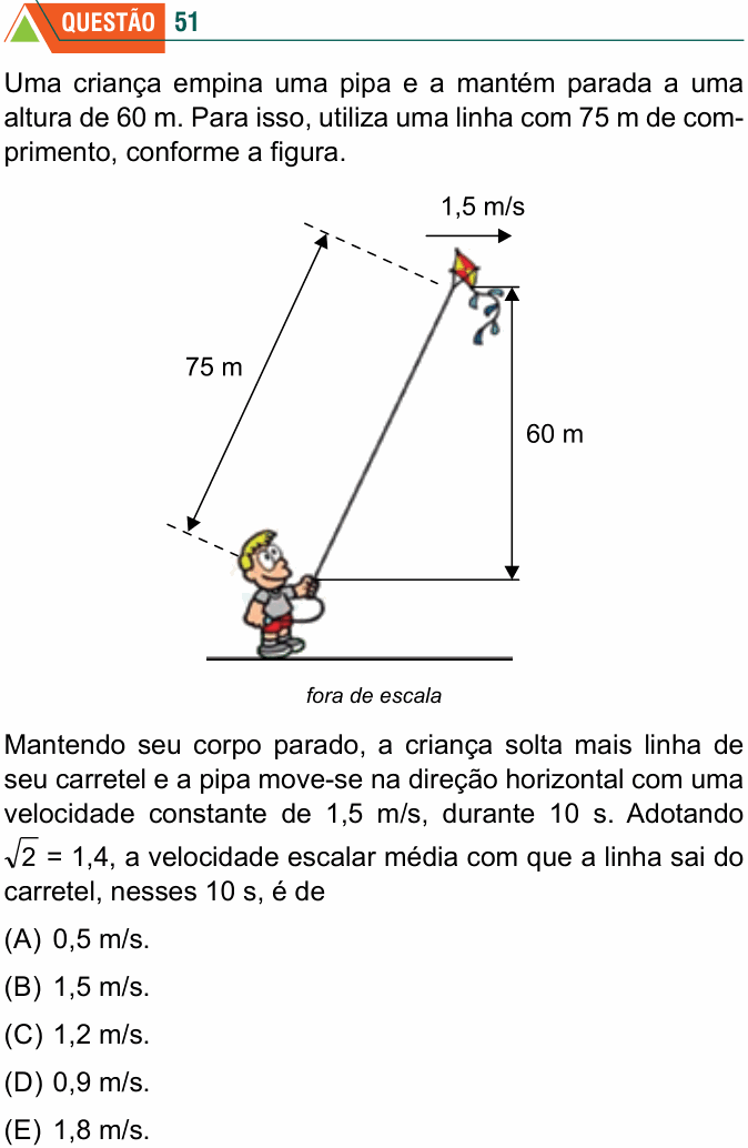 Enunciado da questão 51 de Física do FMABC 2023