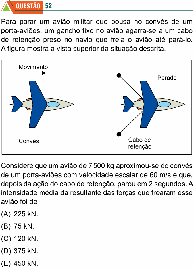 Enunciado da questão 52 de Física do FMABC 2023