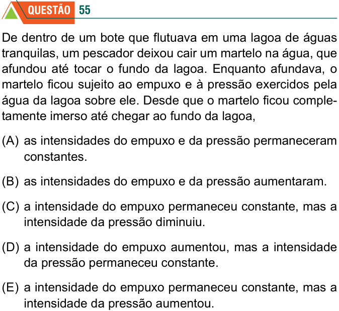 Enunciado da questão 55 de Física do FMABC 2023