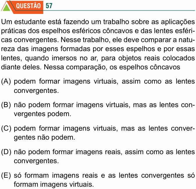 Enunciado da questão 57 de Física do FMABC 2023