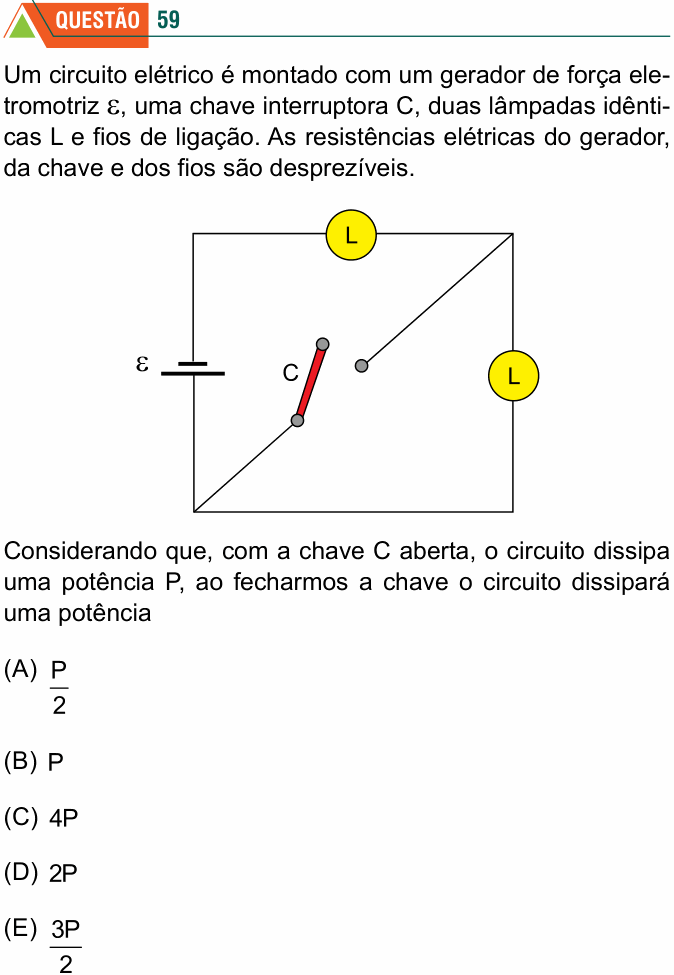 Enunciado da questão 59 de Física do FMABC 2023