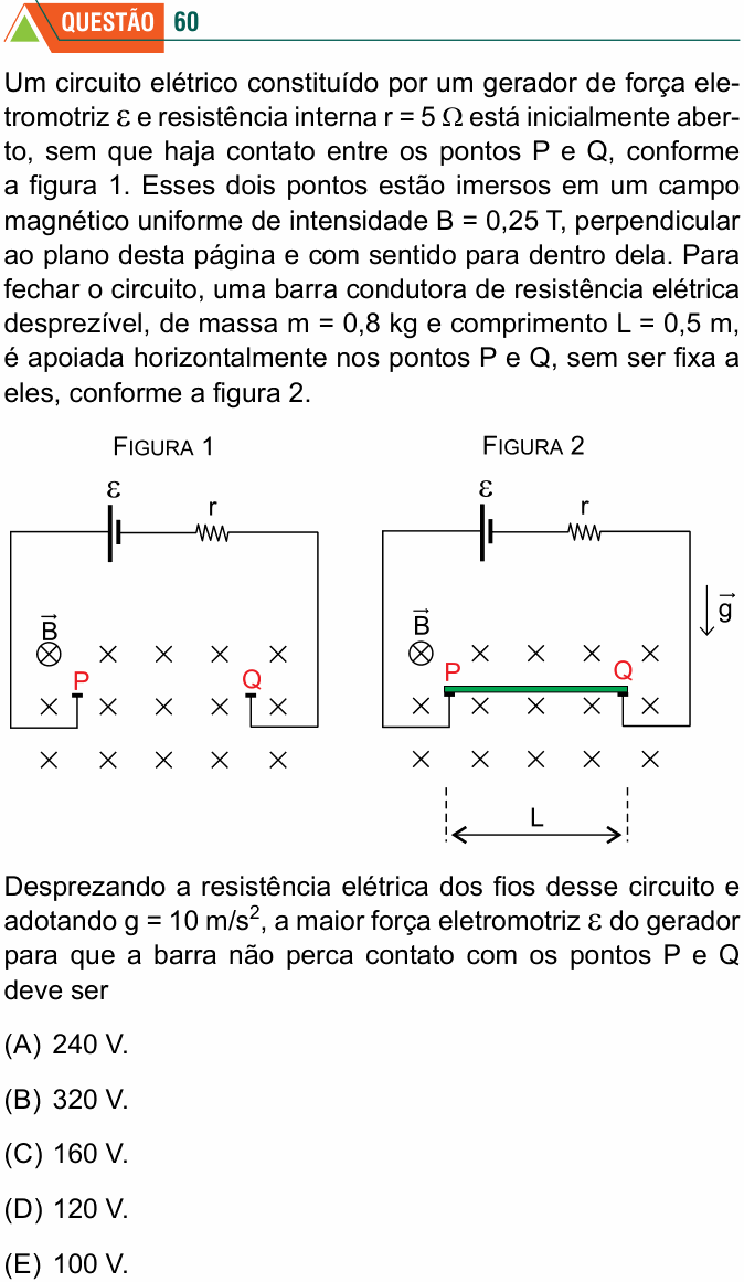 Enunciado da questão 60 de Física do FMABC 2023