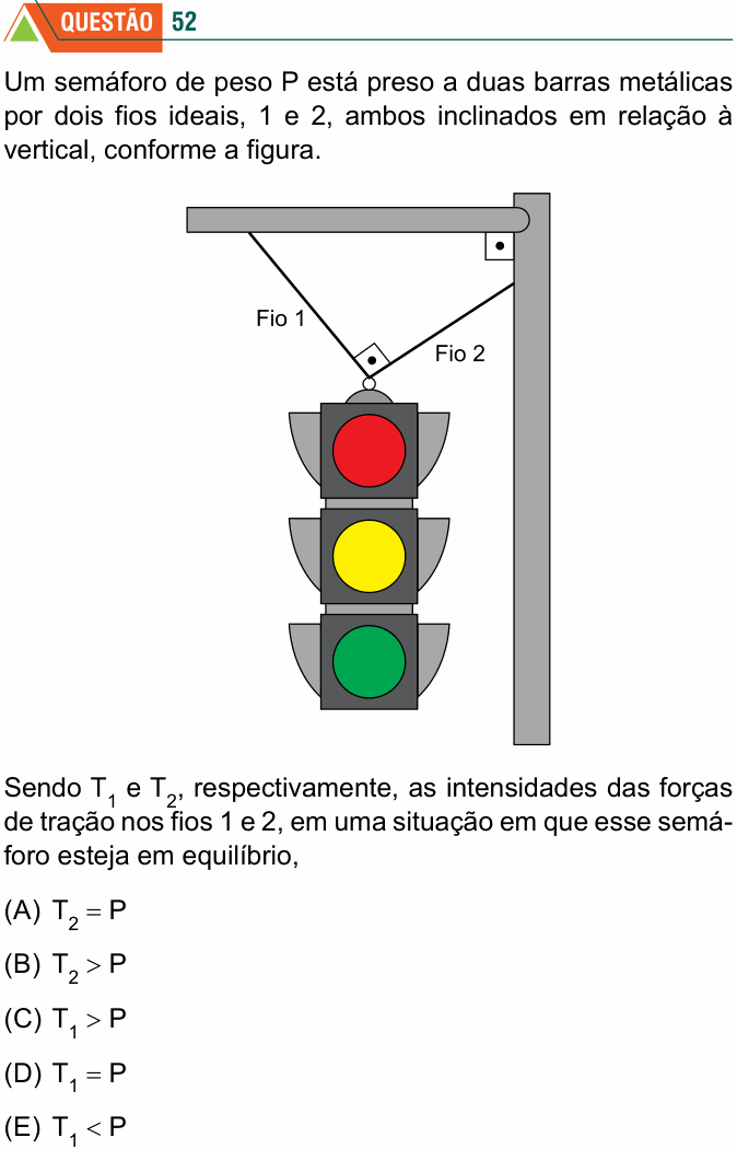 Enunciado da questão 52 de Física do FMABC 2024