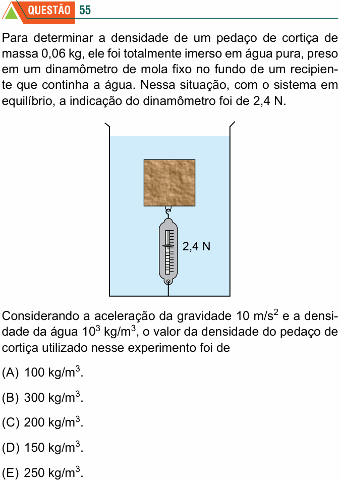 Enunciado da questão 55 de Física do FMABC 2024