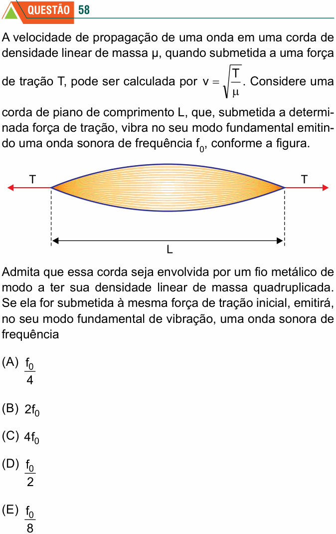 Enunciado da questão 58 de Física do FMABC 2024