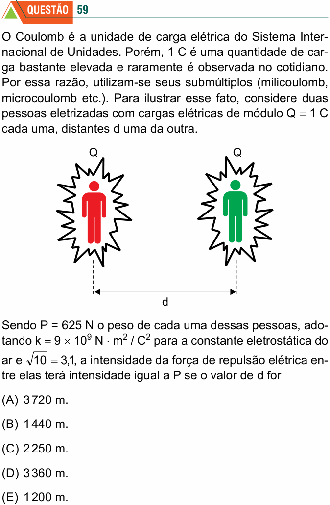 Enunciado da questão 59 de Física do FMABC 2024