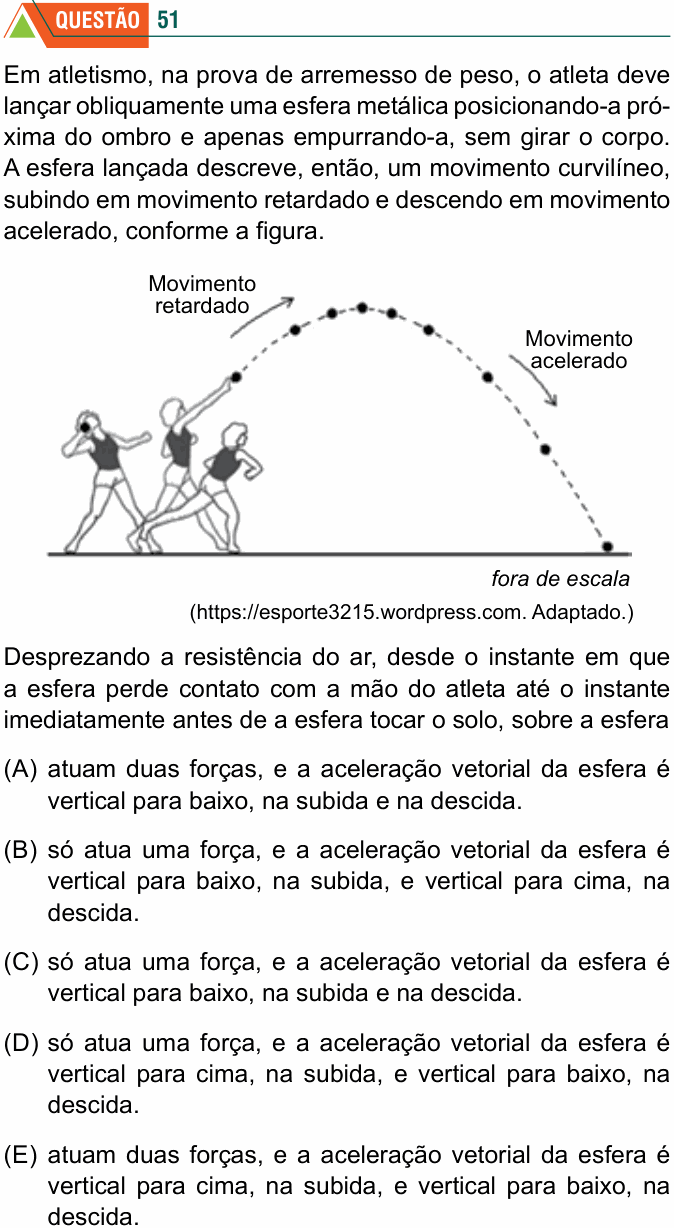Enunciado da questão 51 de Física do FMABC 2025
