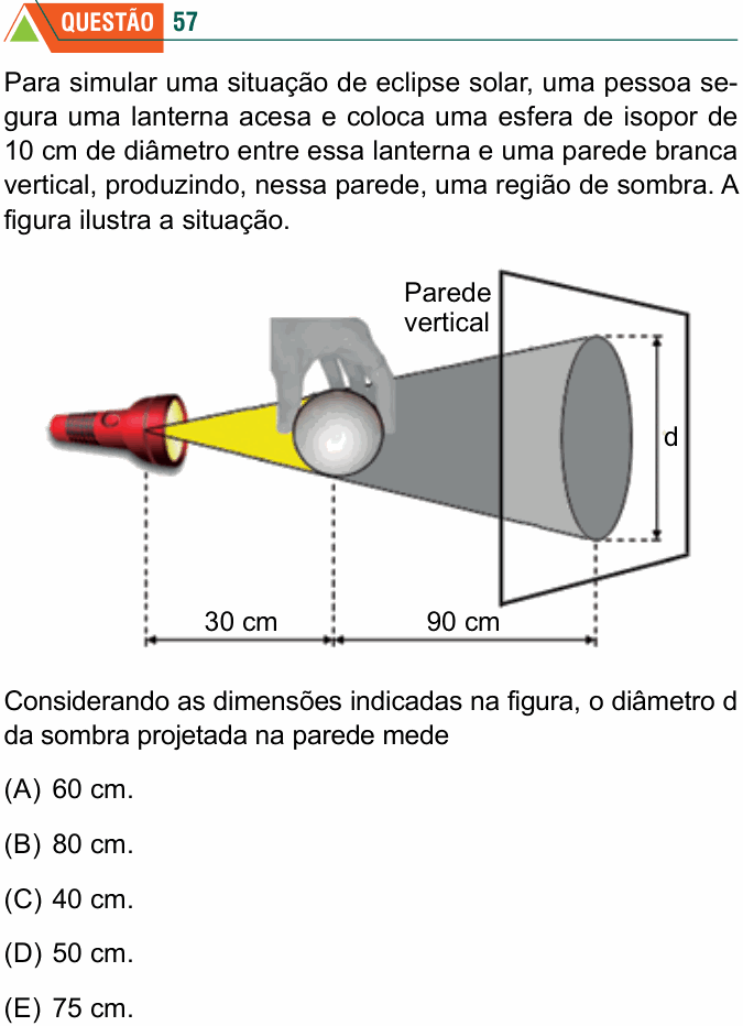 Enunciado da questão 57 de Física do FMABC 2025
