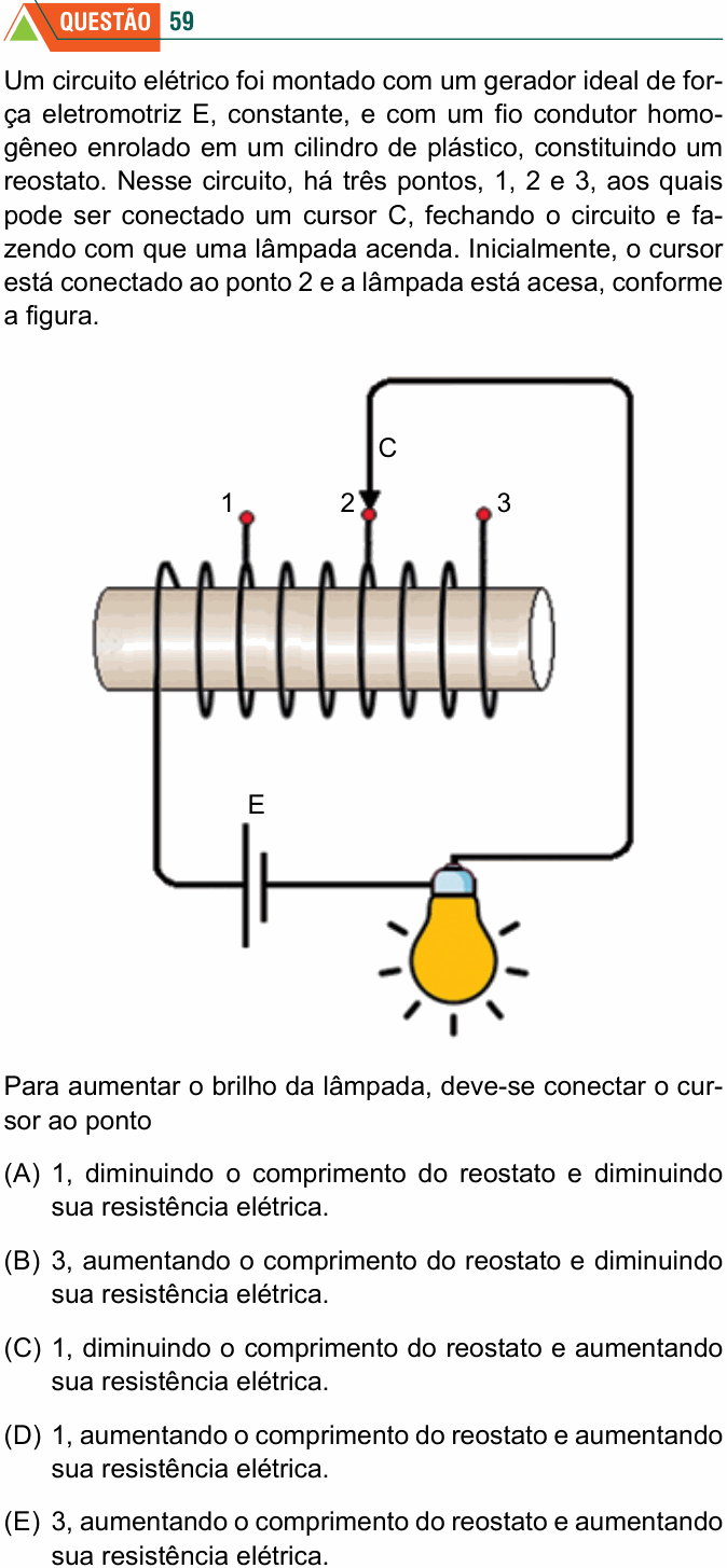 Enunciado da questão 59 de Física do FMABC 2025