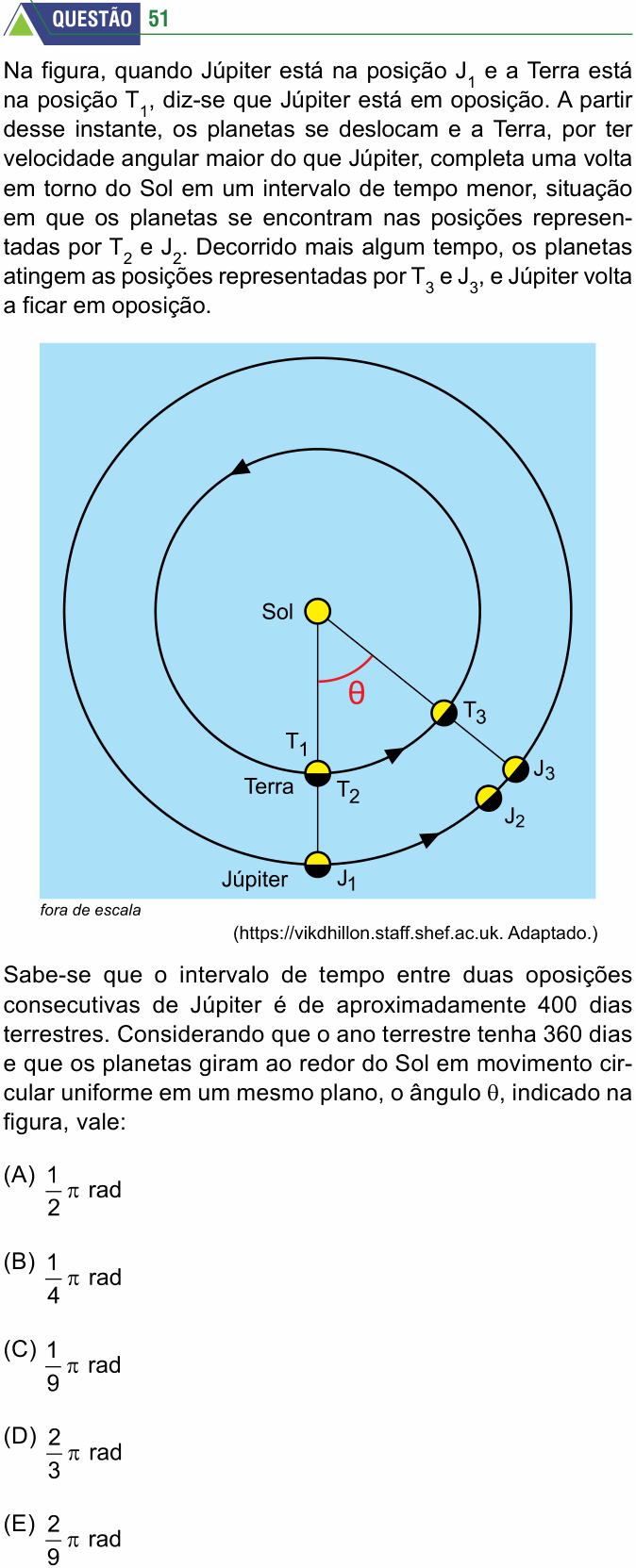 Enunciado da questão 51 de Física do FMABC 2026