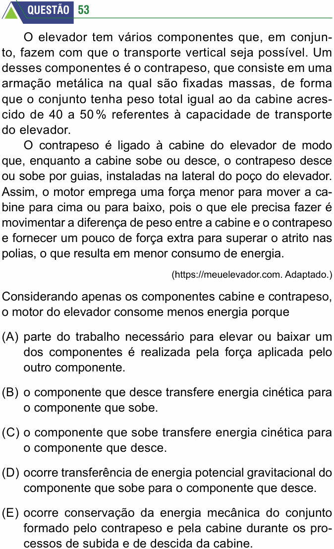 Enunciado da questão 53 de Física do FMABC 2026