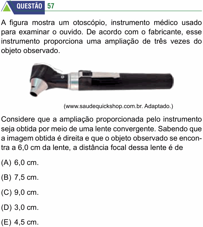 Enunciado da questão 57 de Física do FMABC 2026