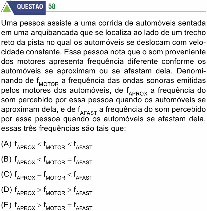 Enunciado da questão 58 de Física do FMABC 2026