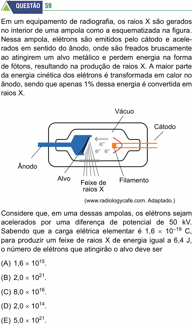 Enunciado da questão 59 de Física do FMABC 2026