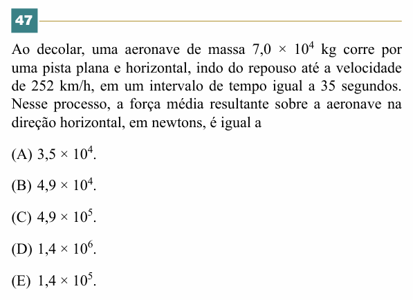 Enunciado da questão 47 de Física do FACISB 2014