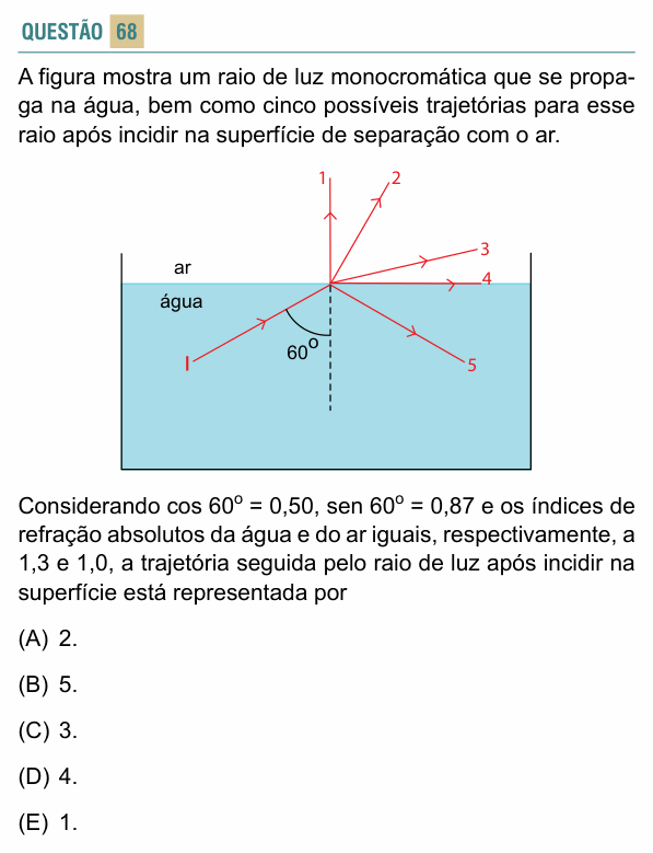 Enunciado da questão 68 de Física do FACISB 2015