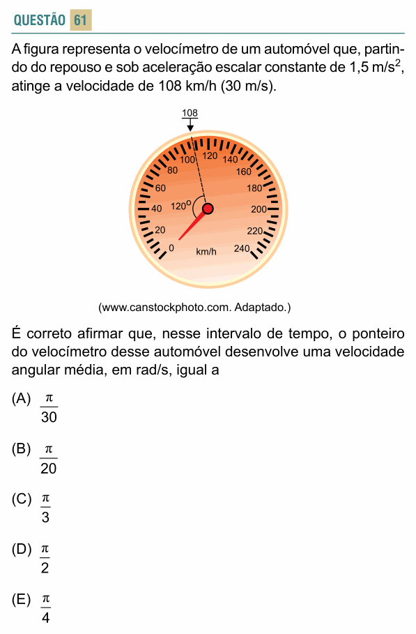 Enunciado da questão 61 de Física do FACISB 2016