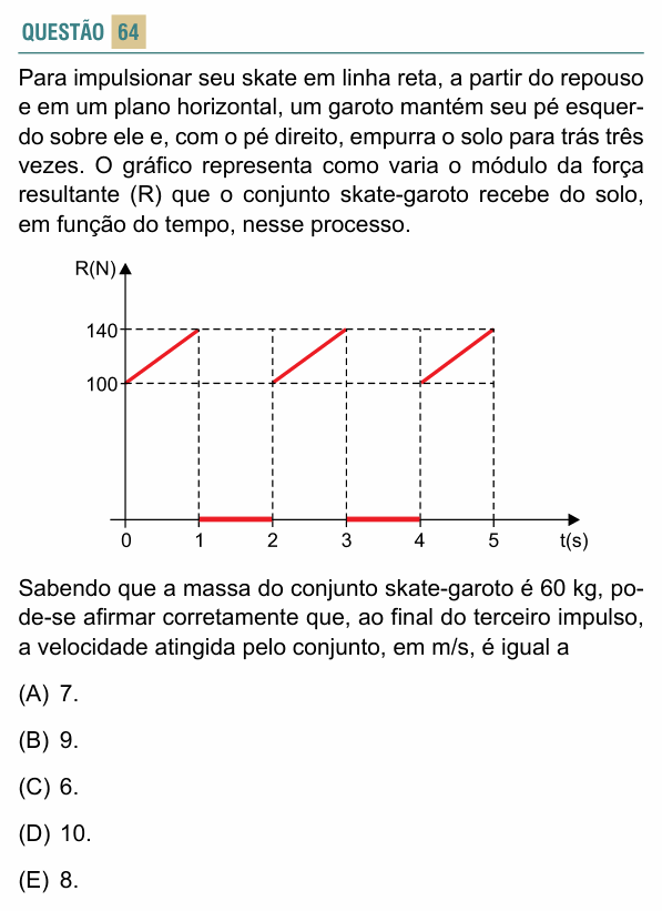 Enunciado da questão 64 de Física do FACISB 2016