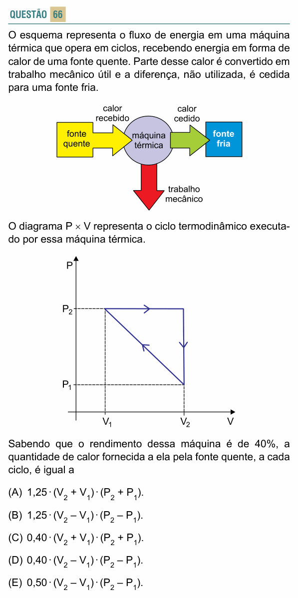 Enunciado da questão 66 de Física do FACISB 2016