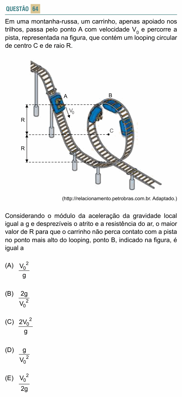 Enunciado da questão 64 de Física do FACISB 2017