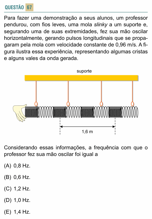 Enunciado da questão 67 de Física do FACISB 2017