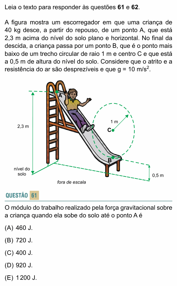 Enunciado da questão 61 de Física do FACISB 2018