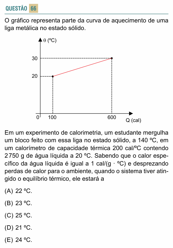 Enunciado da questão 66 de Física do FACISB 2018