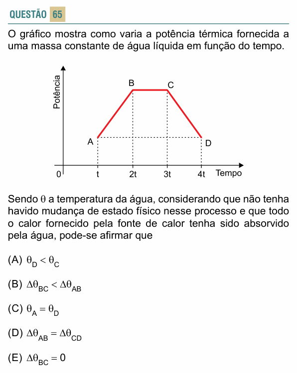 Enunciado da questão 65 de Física do FACISB 2019