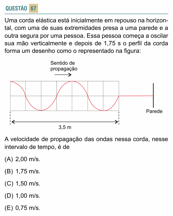 Enunciado da questão 67 de Física do FACISB 2019