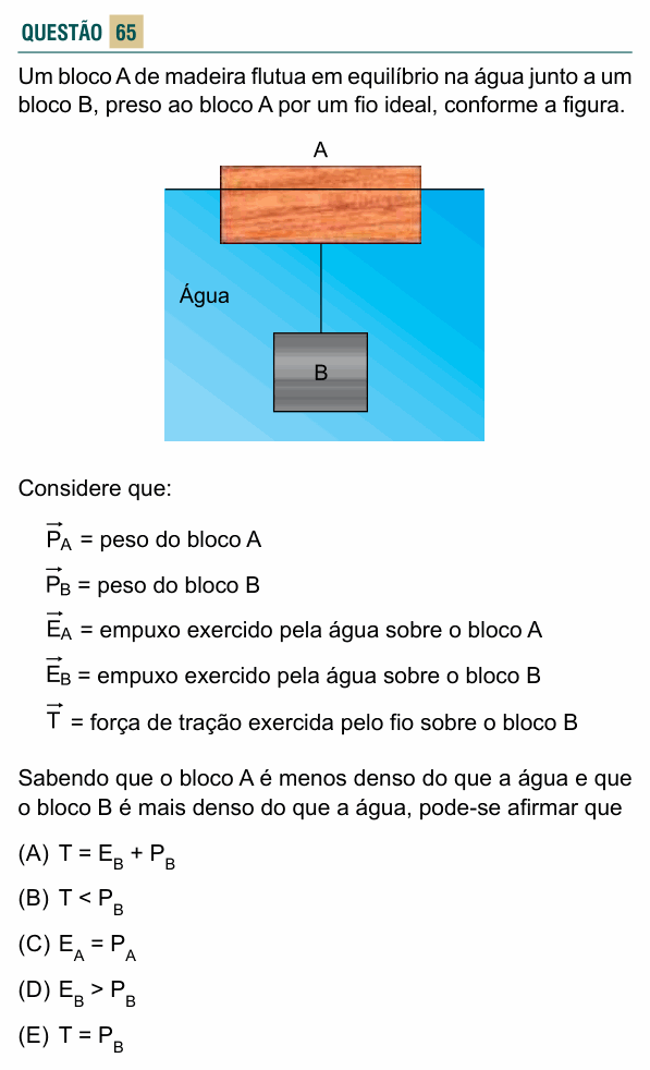 Enunciado da questão 65 de Física do FACISB 2020
