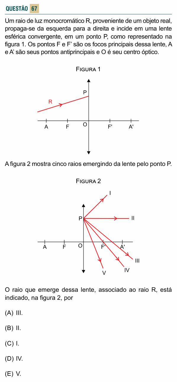 Enunciado da questão 67 de Física do FACISB 2020