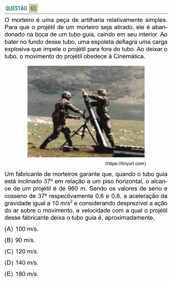 Enunciado da questão 63 de Física do FACISB 2021