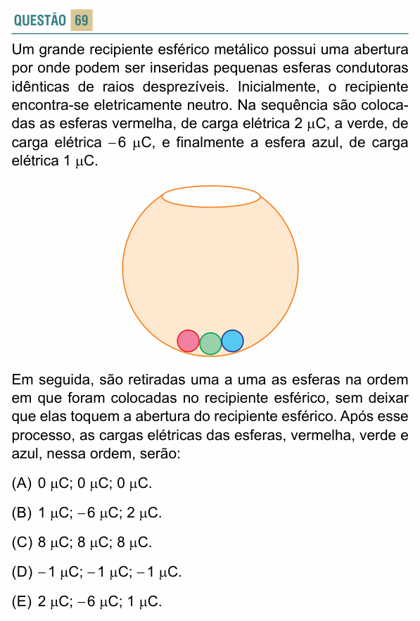 Enunciado da questão 69 de Física do FACISB 2021