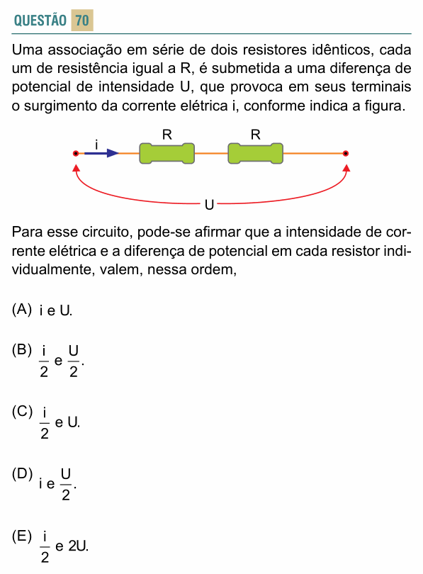 Enunciado da questão 70 de Física do FACISB 2021