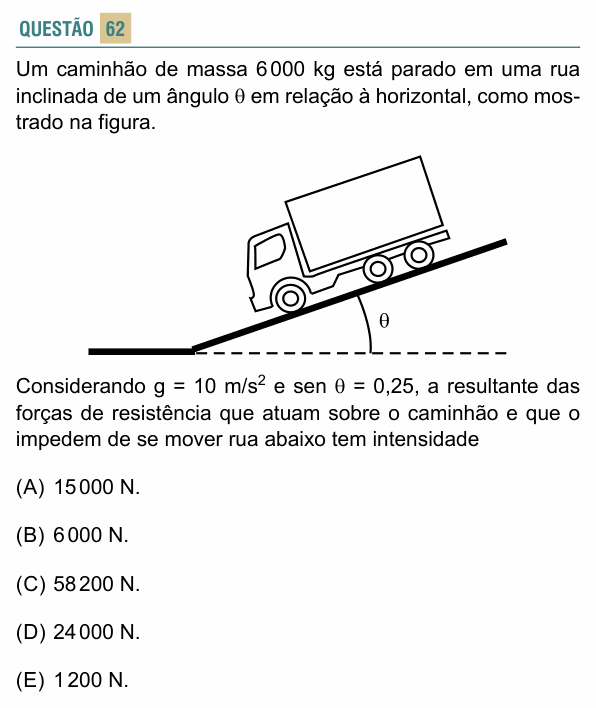 Enunciado da questão 62 de Física do FACISB 2022