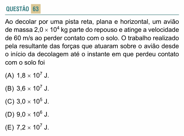 Enunciado da questão 63 de Física do FACISB 2022