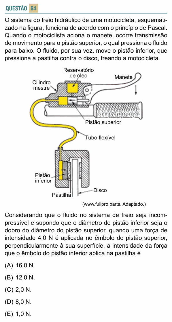 Enunciado da questão 64 de Física do FACISB 2022