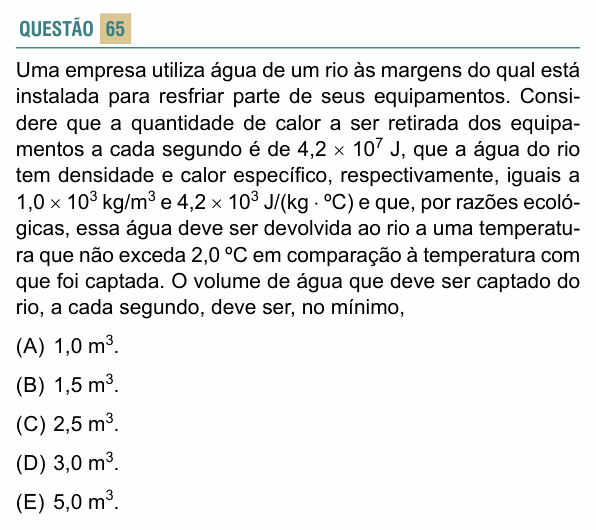 Enunciado da questão 65 de Física do FACISB 2022