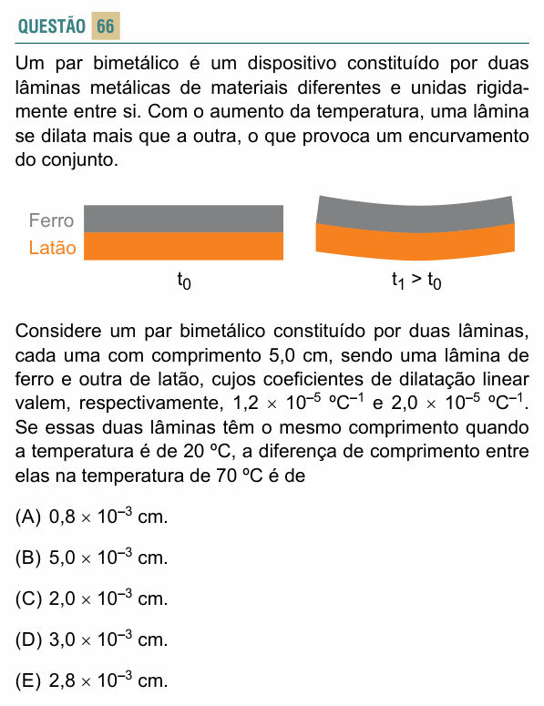 Enunciado da questão 66 de Física do FACISB 2023